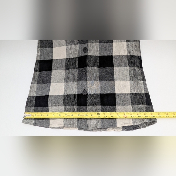 Angie Women's (Small) Black & Cream Checkered/Plaid Button-Down Front Midi Skirt - Picture 9 of 12